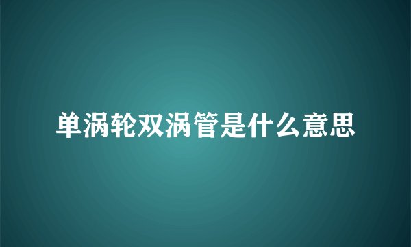 单涡轮双涡管是什么意思