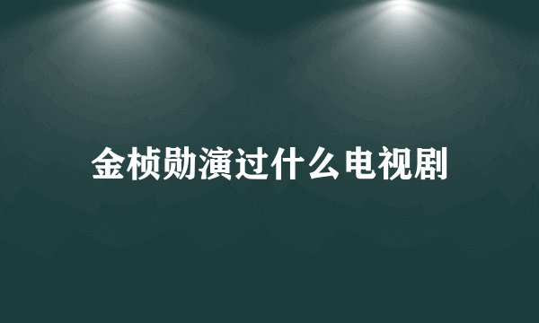金桢勋演过什么电视剧