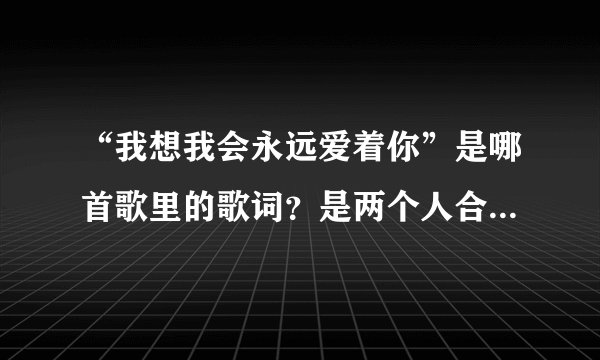 “我想我会永远爱着你”是哪首歌里的歌词？是两个人合唱的，一男一女