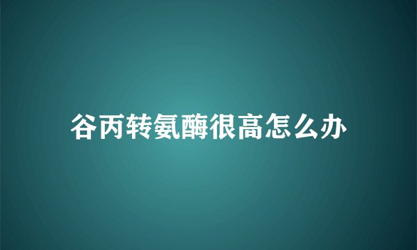 谷丙转氨酶很高怎么办