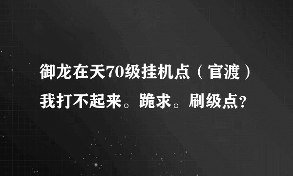 御龙在天70级挂机点（官渡）我打不起来。跪求。刷级点？