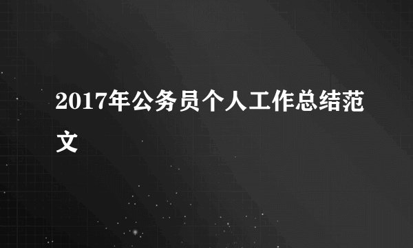 2017年公务员个人工作总结范文