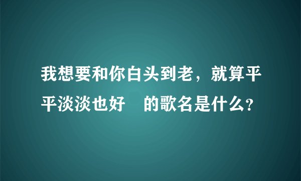 我想要和你白头到老，就算平平淡淡也好　的歌名是什么？