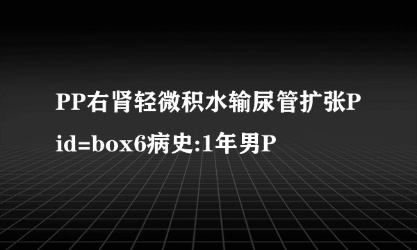 PP右肾轻微积水输尿管扩张Pid=box6病史:1年男P