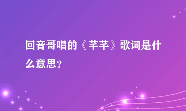 回音哥唱的《芊芊》歌词是什么意思？