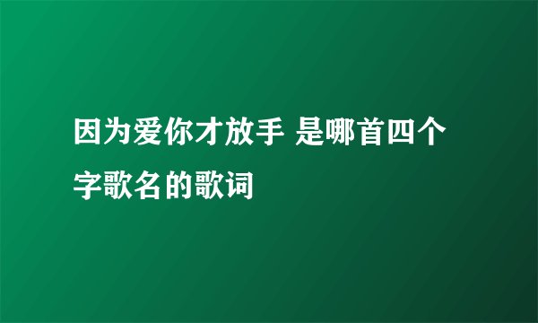因为爱你才放手 是哪首四个字歌名的歌词