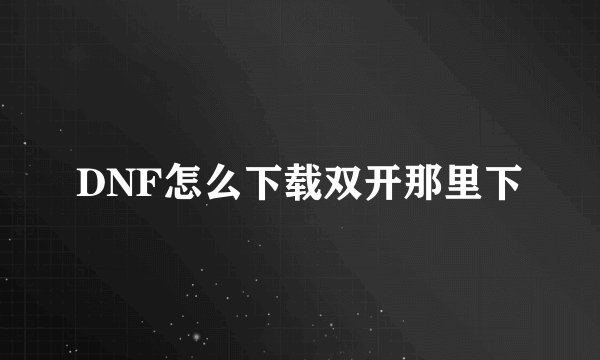 DNF怎么下载双开那里下