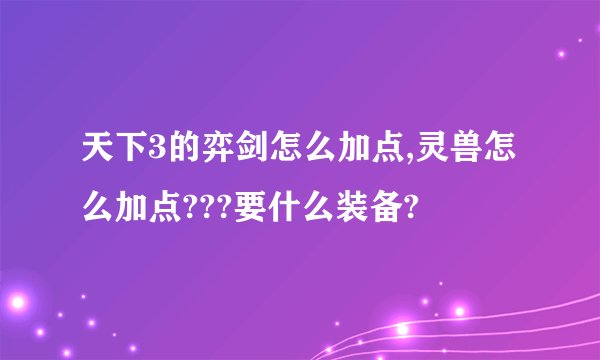 天下3的弈剑怎么加点,灵兽怎么加点???要什么装备?