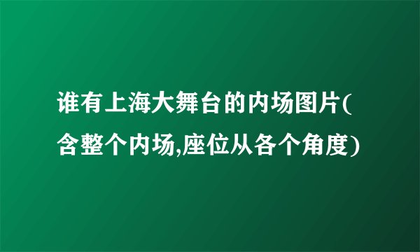 谁有上海大舞台的内场图片(含整个内场,座位从各个角度)