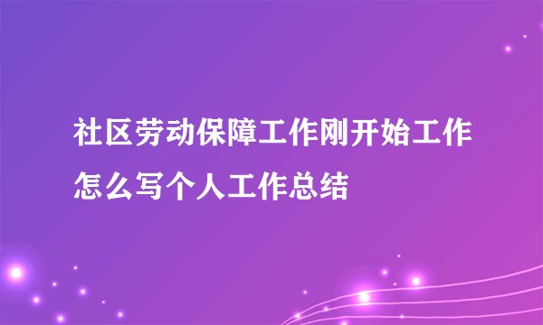 社区劳动保障工作刚开始工作怎么写个人工作总结
