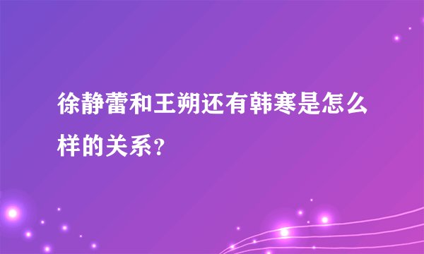 徐静蕾和王朔还有韩寒是怎么样的关系？