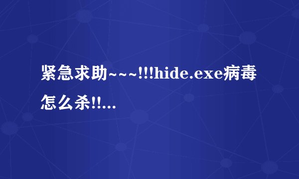 紧急求助~~~!!!hide.exe病毒怎么杀!!!~~~!!!急~~!急~~~~!急~~~!
