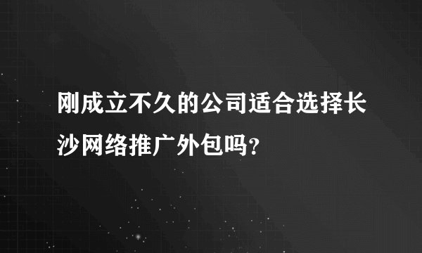 刚成立不久的公司适合选择长沙网络推广外包吗？