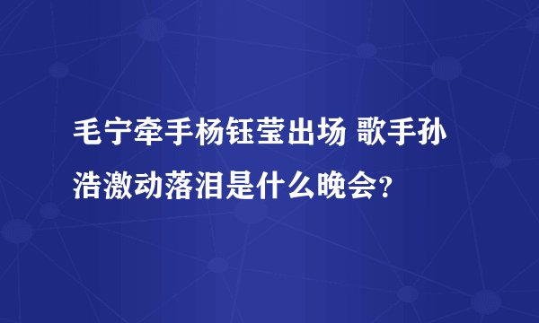 毛宁牵手杨钰莹出场 歌手孙浩激动落泪是什么晚会？