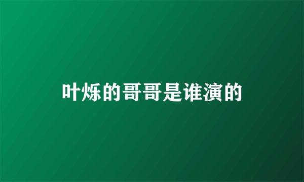 叶烁的哥哥是谁演的