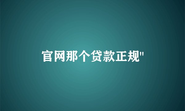 官网那个贷款正规