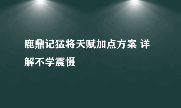 鹿鼎记猛将天赋加点方案 详解不学震慑