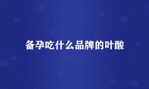 备孕吃什么品牌的叶酸