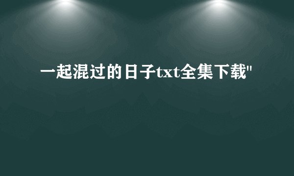 一起混过的日子txt全集下载