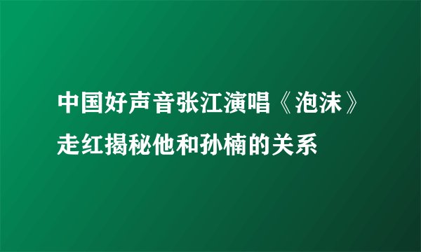 中国好声音张江演唱《泡沫》走红揭秘他和孙楠的关系