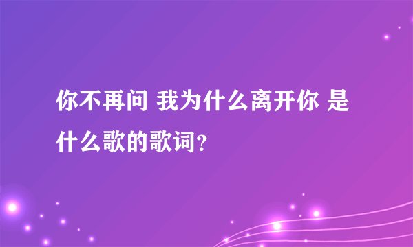 你不再问 我为什么离开你 是什么歌的歌词？