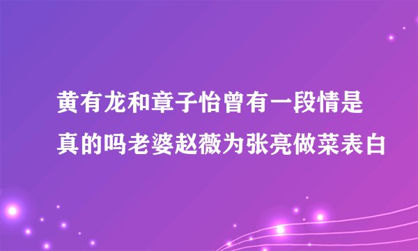黄有龙和章子怡曾有一段情是真的吗老婆赵薇为张亮做菜表白