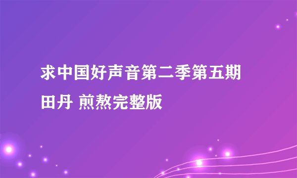 求中国好声音第二季第五期 田丹 煎熬完整版