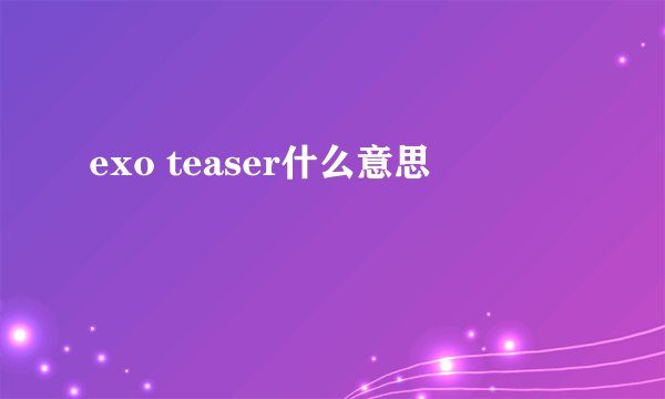 exo teaser什么意思