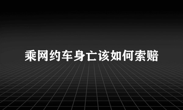 乘网约车身亡该如何索赔