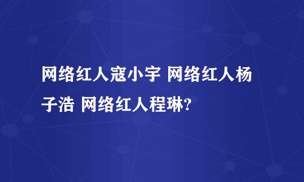 网络红人寇小宇 网络红人杨子浩 网络红人程琳?