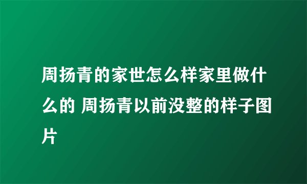 周扬青的家世怎么样家里做什么的 周扬青以前没整的样子图片