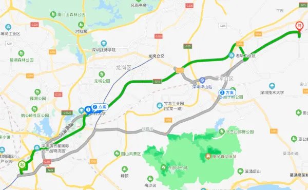 深圳南湾康桥花园到惠州大中华幸福城多少公里？