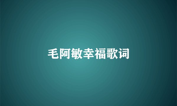 毛阿敏幸福歌词