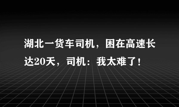 湖北一货车司机，困在高速长达20天，司机：我太难了！