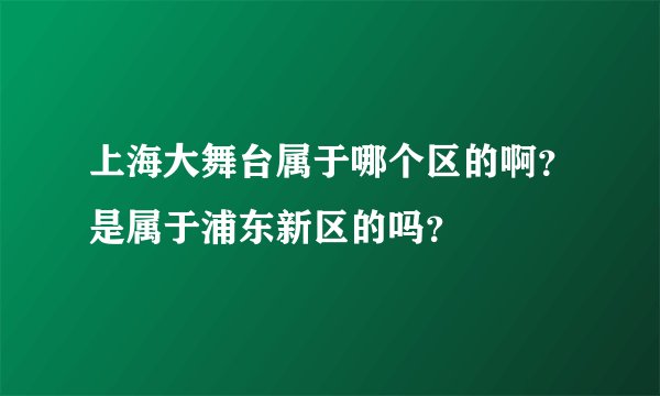 上海大舞台属于哪个区的啊？是属于浦东新区的吗？