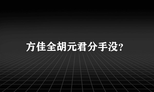 方佳全胡元君分手没？