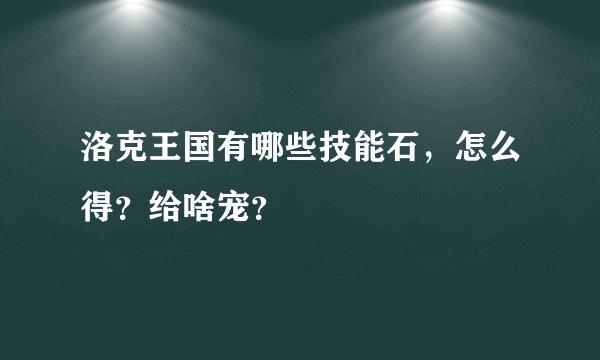洛克王国有哪些技能石，怎么得？给啥宠？