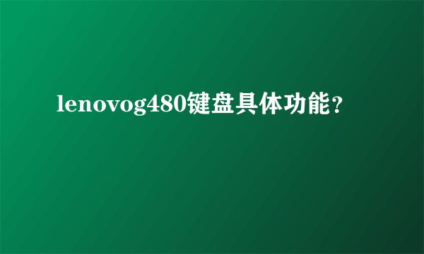 lenovog480键盘具体功能？