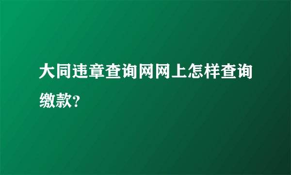 大同违章查询网网上怎样查询缴款？